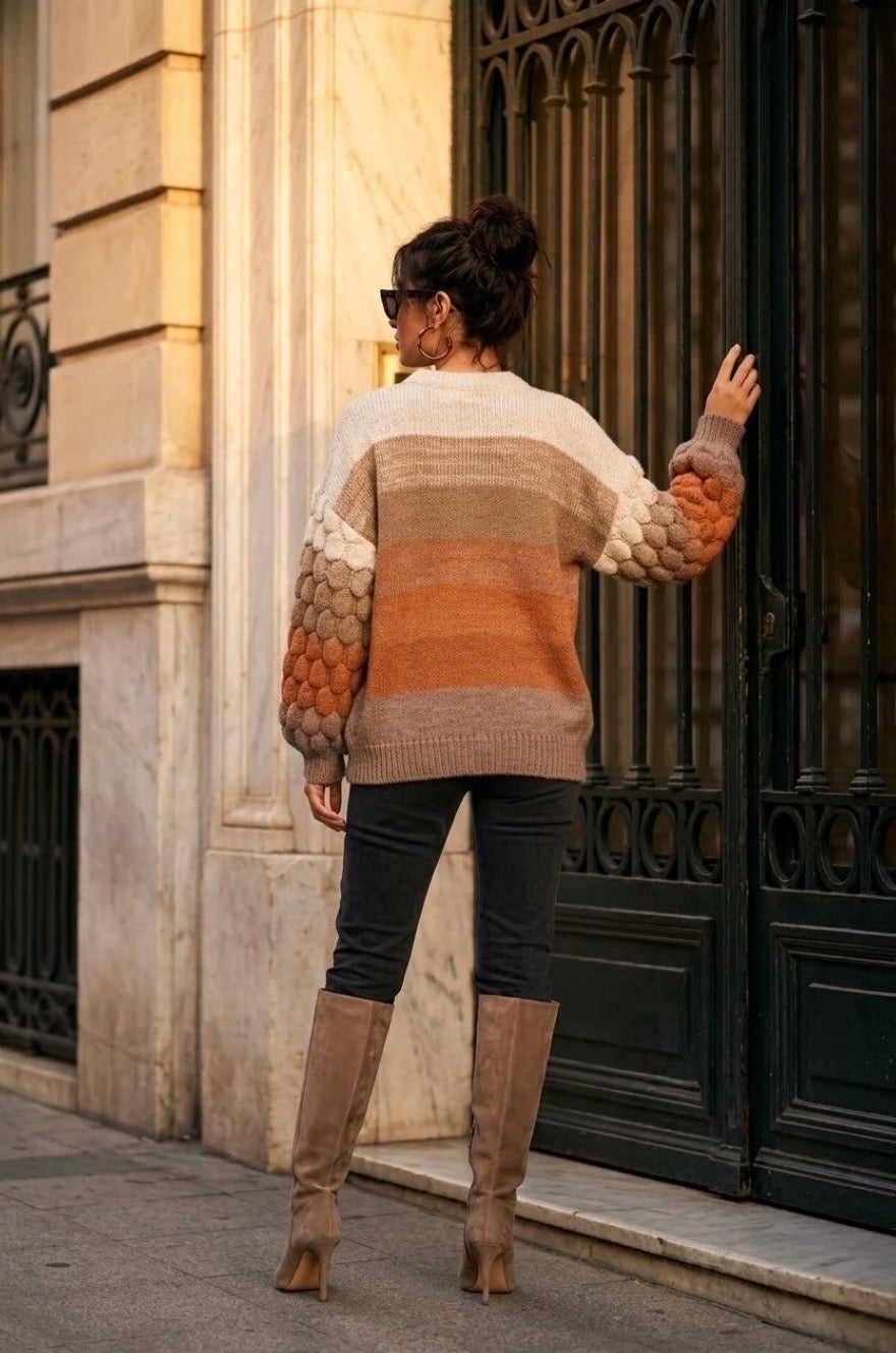 Orange Stripe Detailed Knit