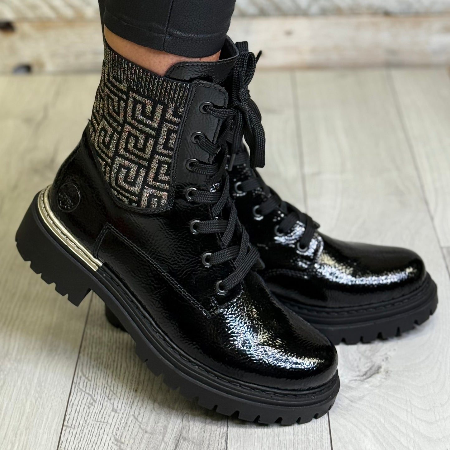 Rieker - Black Patent Detailed Boot