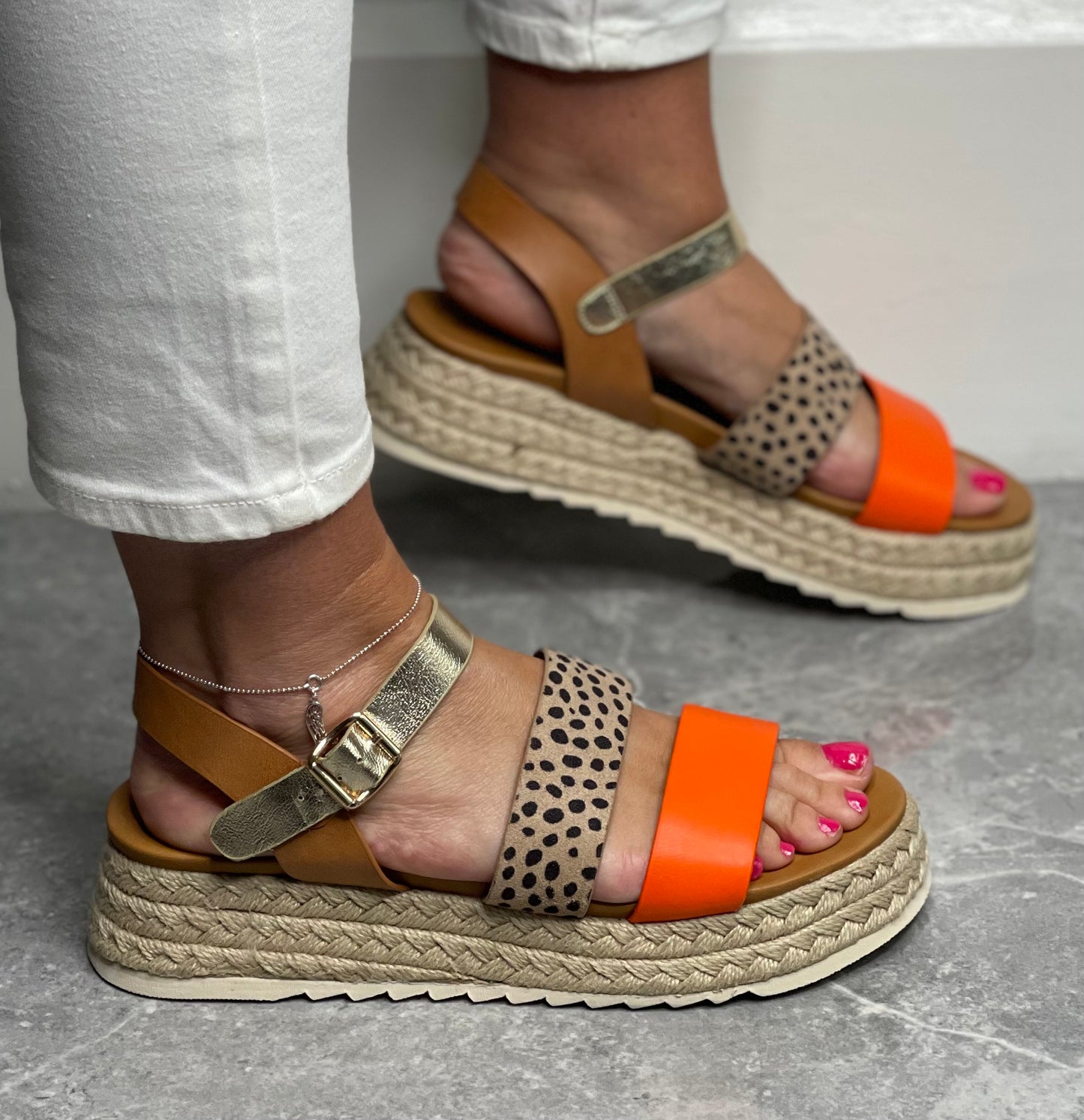 Lunar - 'Summer' Orange Combo Strap Sandal