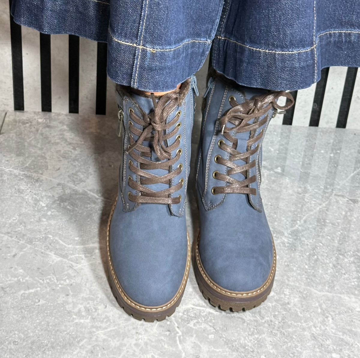 Lotus - 'Stefani' Blue Laced Ankle Boot