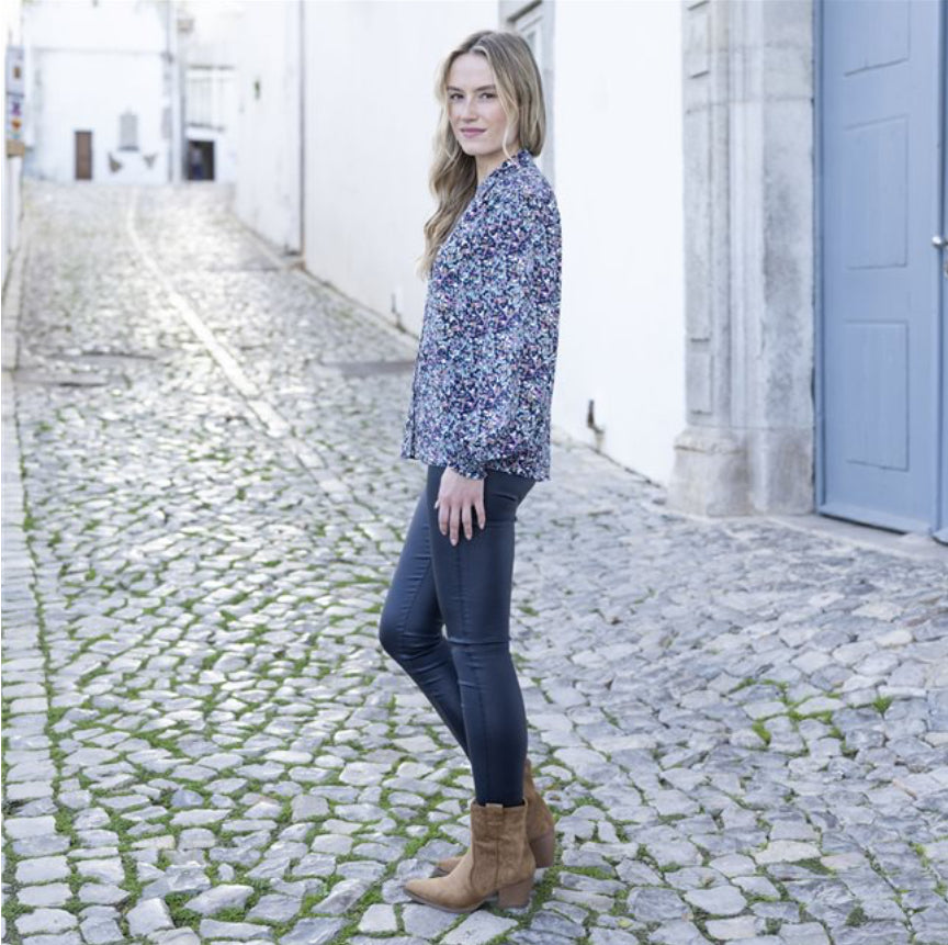 Marble - Teal/Navy Relaxed Fit Printed Blouse