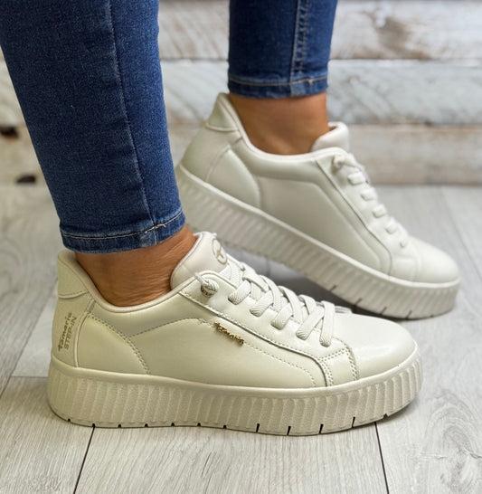 Tamaris Comfort - Cream Leather Step In Trainer