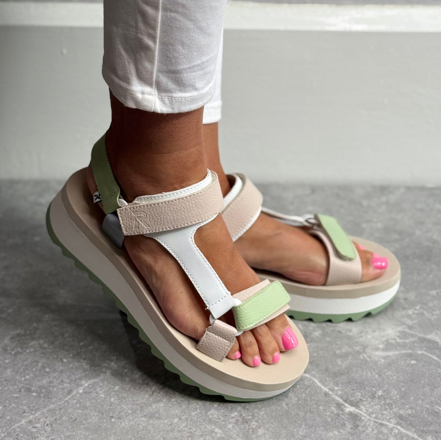 Rieker - Mint Green Combo Leather Sandal