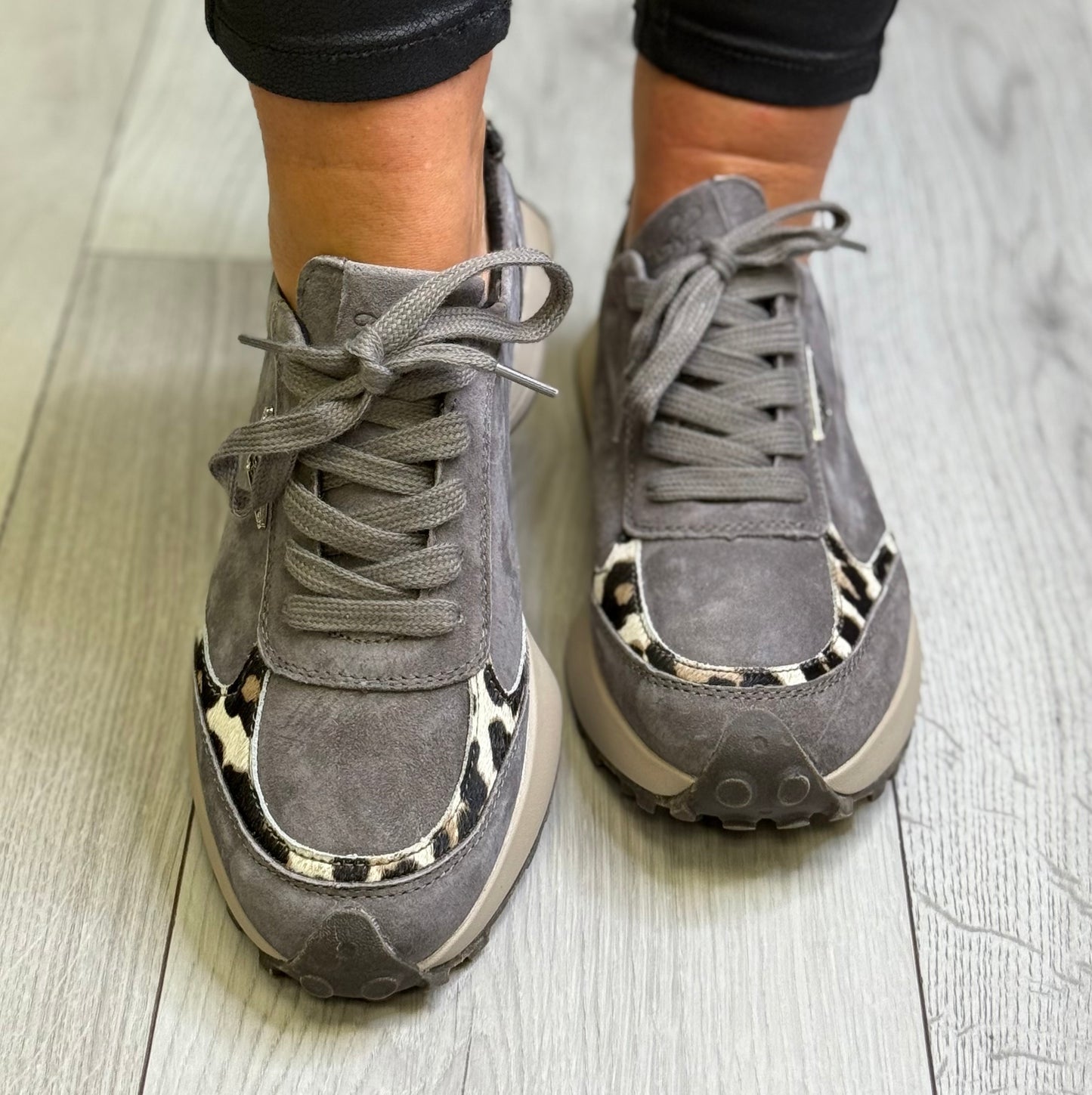Kate Appleby - ‘Berk' Grey/Leopard Print Combo Trainer