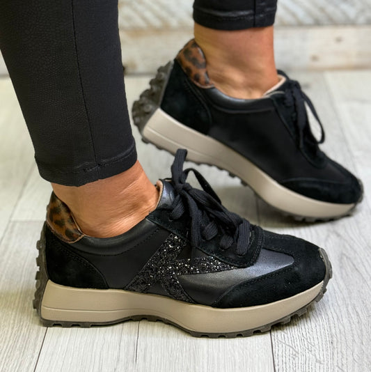 Kate Appleby - ‘Clement' Black Glitz Combo Trainer