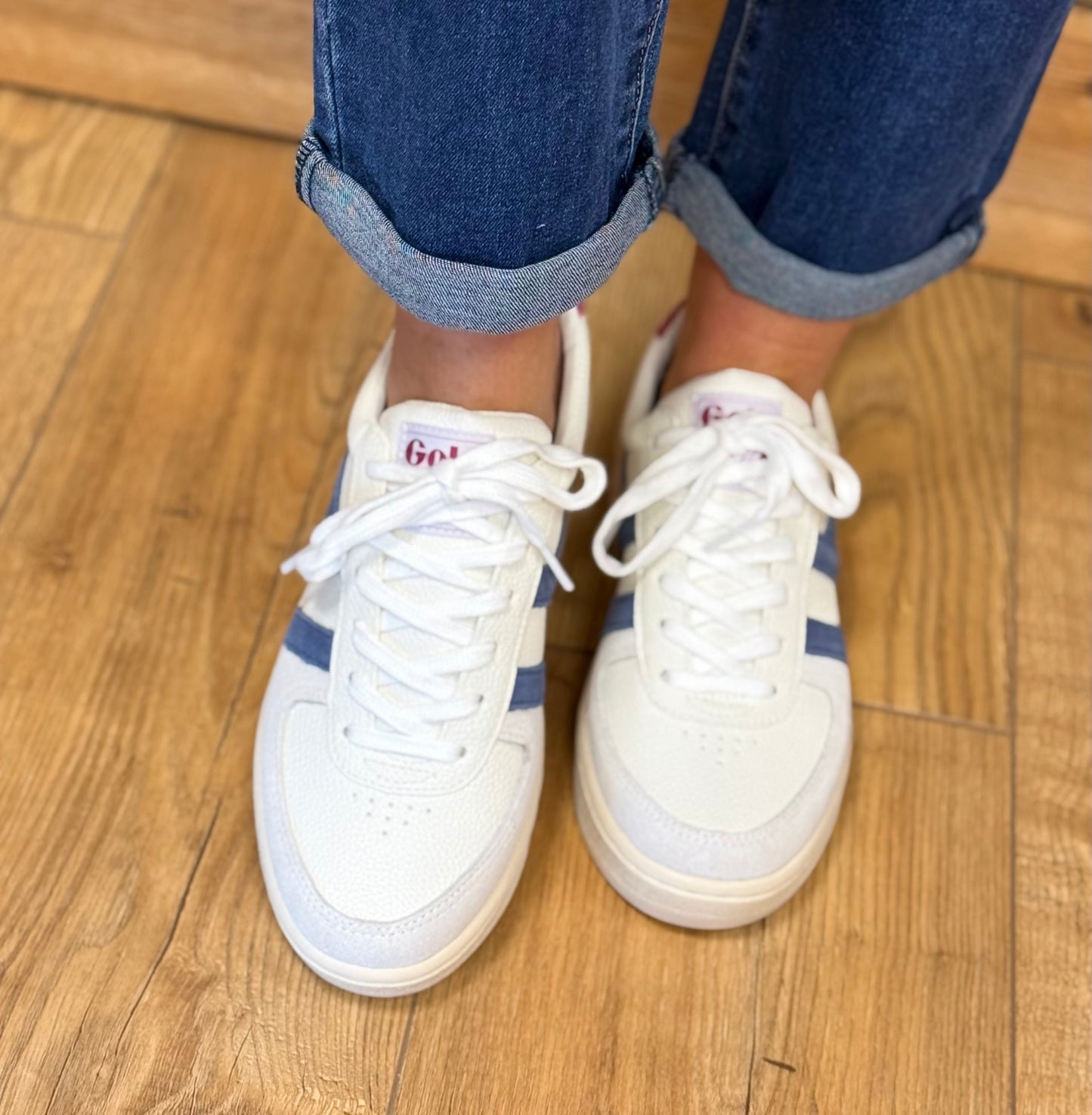 Gola - 'Grandslam Trident’ White/Moonlight/Fuchsia Leather Trainer