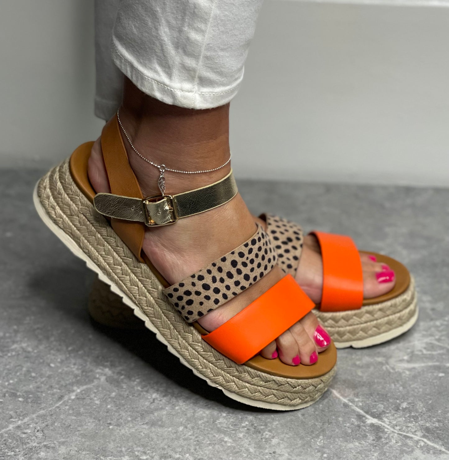 Lunar - 'Summer' Orange Combo Strap Sandal