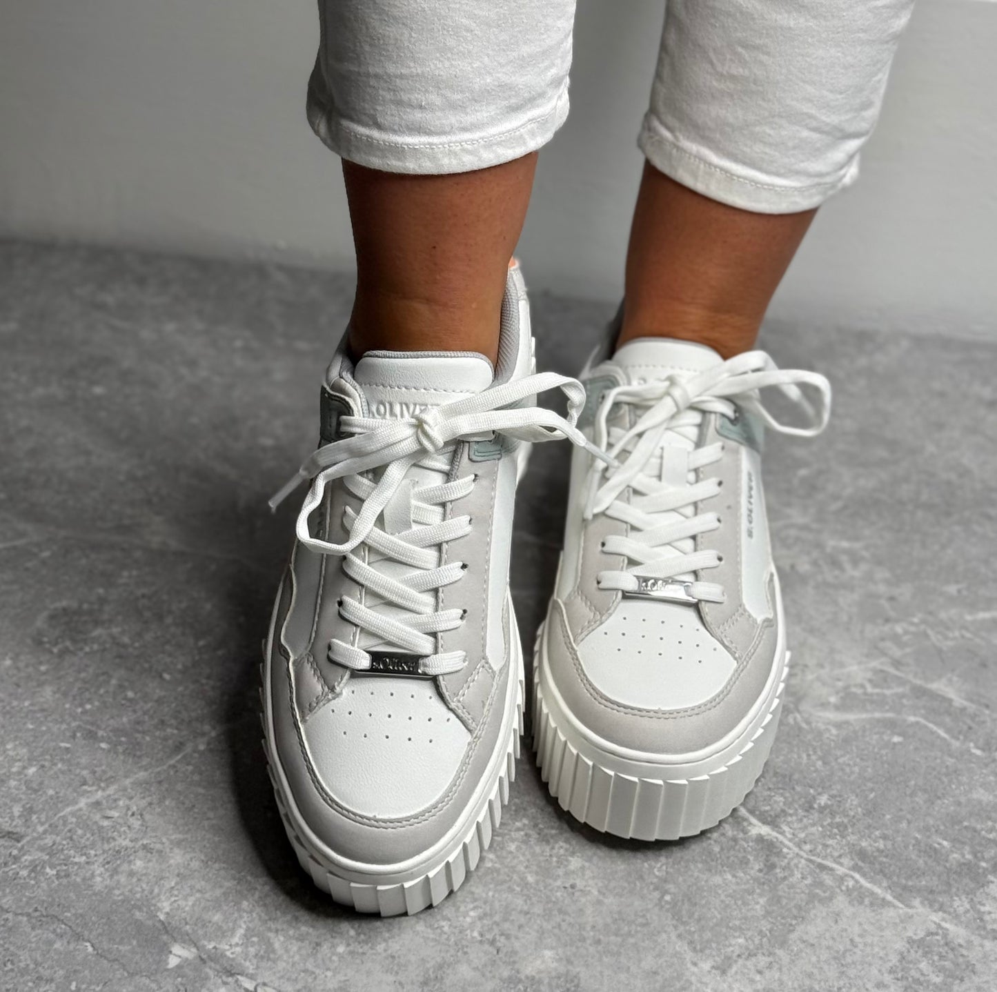 S Oliver - White Combo Platform Trainer