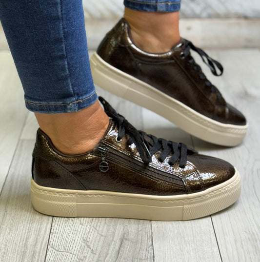 Tamaris - Bronze Patent Trainer