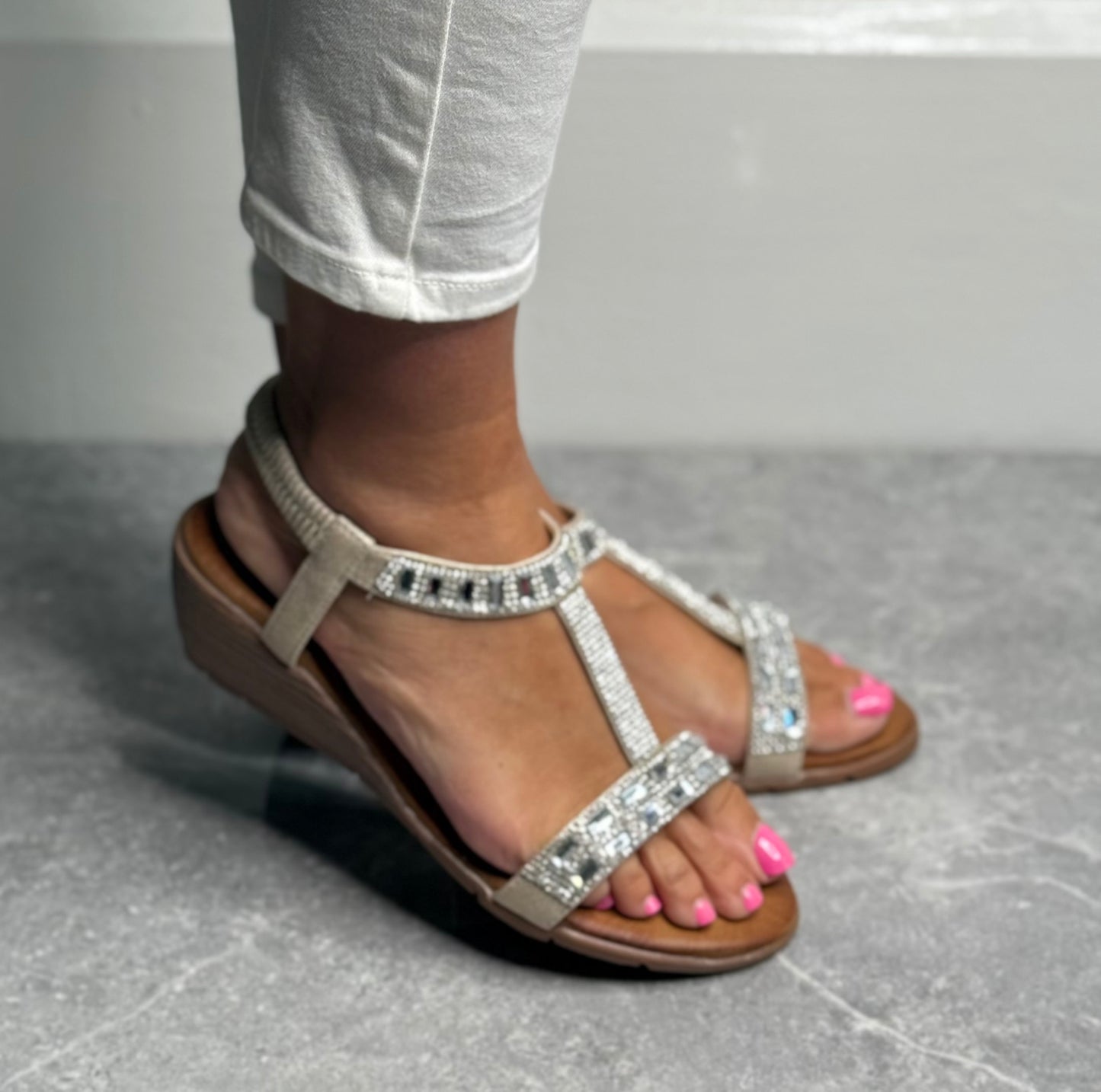 Lunar - 'Macie' Beige/Silver Sandal