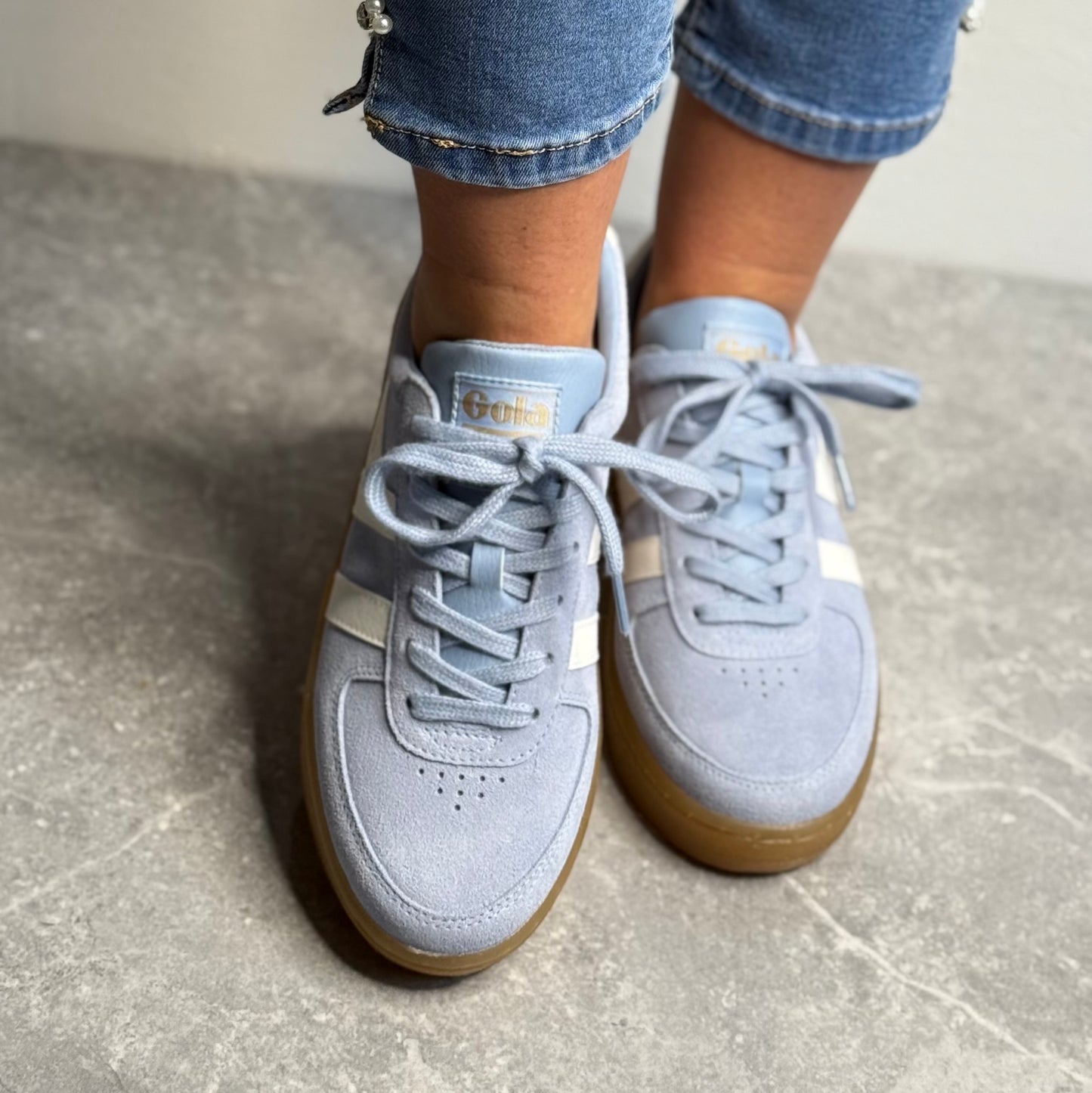 Gola - 'Grandslam’ Air/Off White Leather Trainer