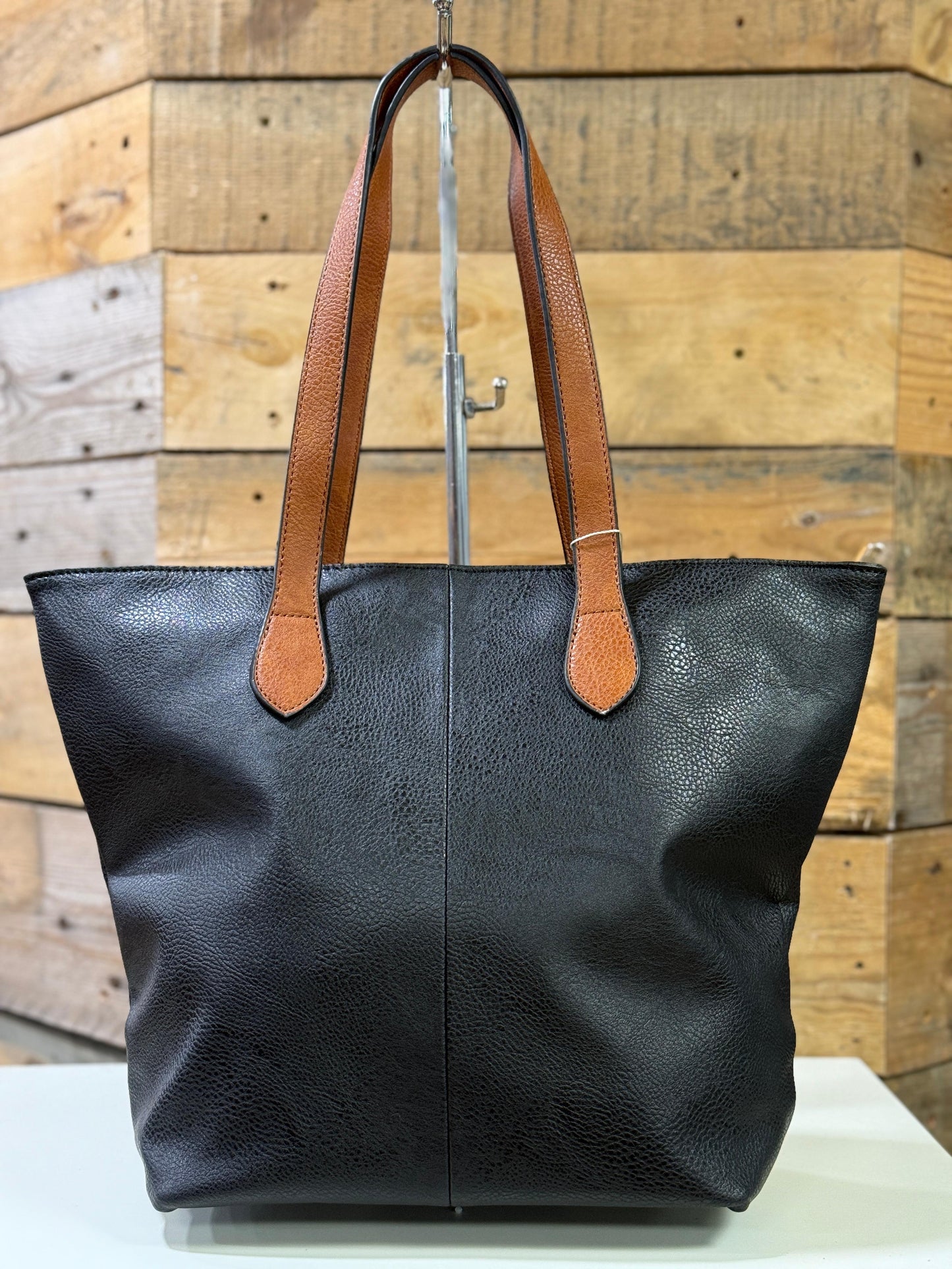 hannah k - 'Fiona' Black Faux Leather Shopper Bag
