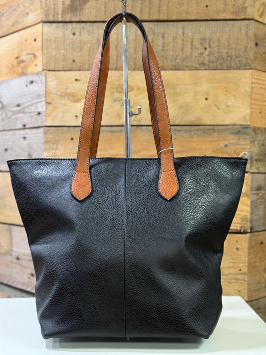 hannah k - 'Fiona' Black Faux Leather Shopper Bag