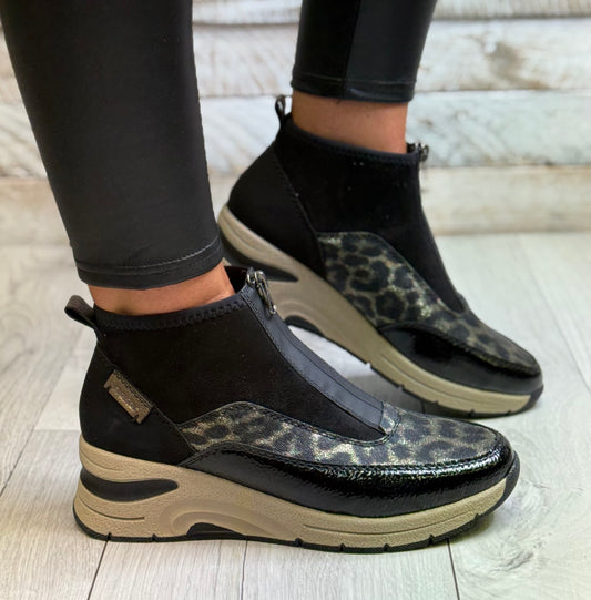 Rieker - Black Combo Front Zip Trainer Boot