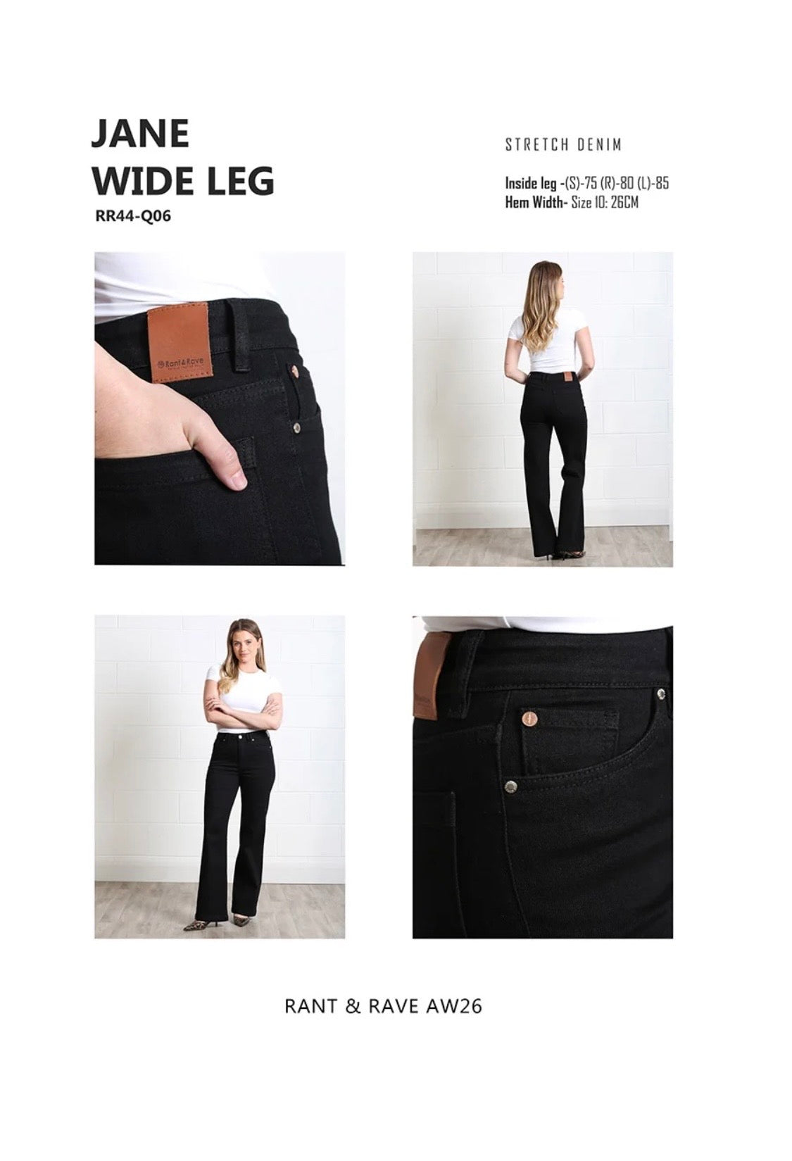 Rant & Rave - Jane Black Wide Leg Jean