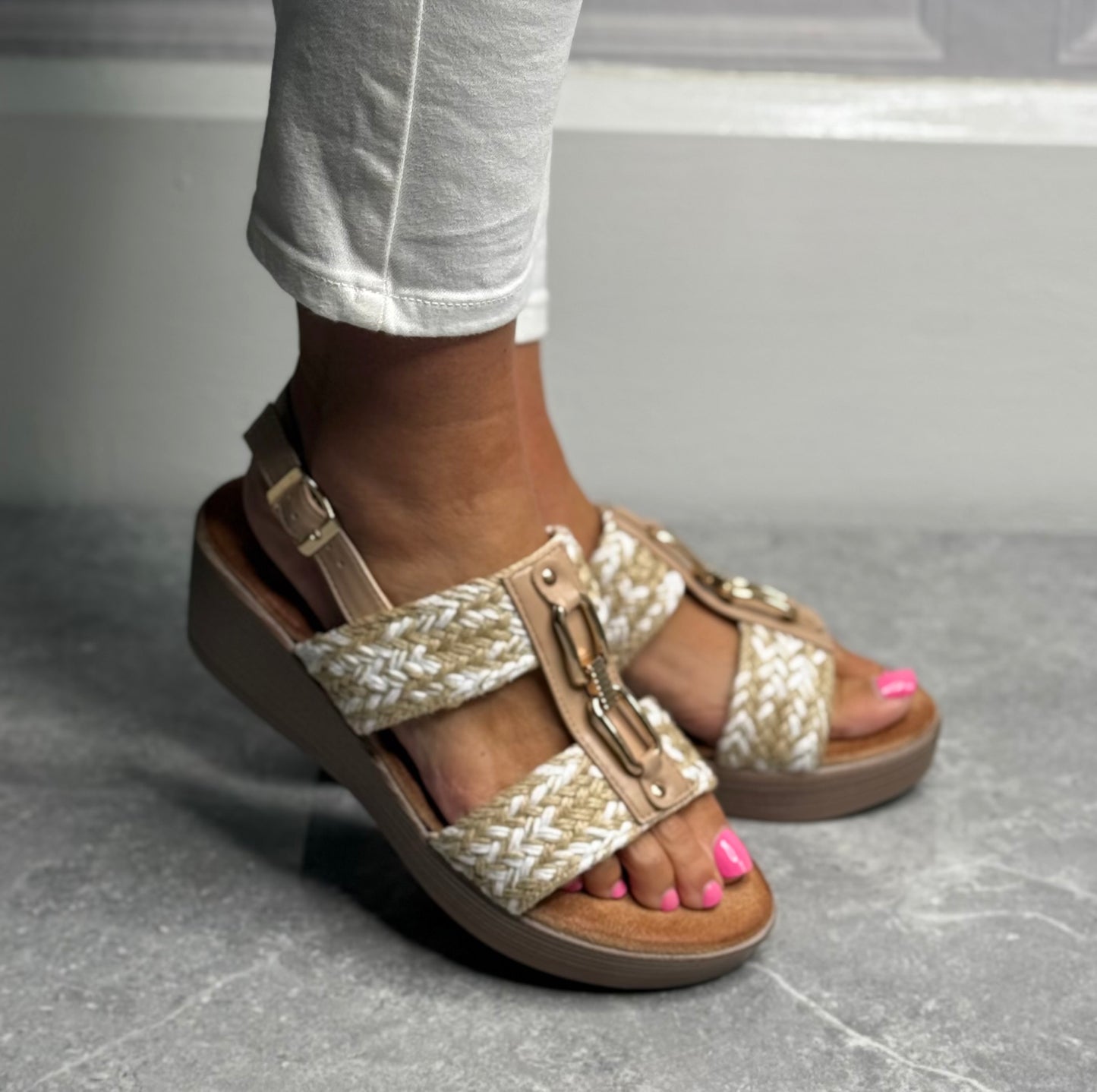 Lunar - 'Jamie' Beige Wedge Sandal