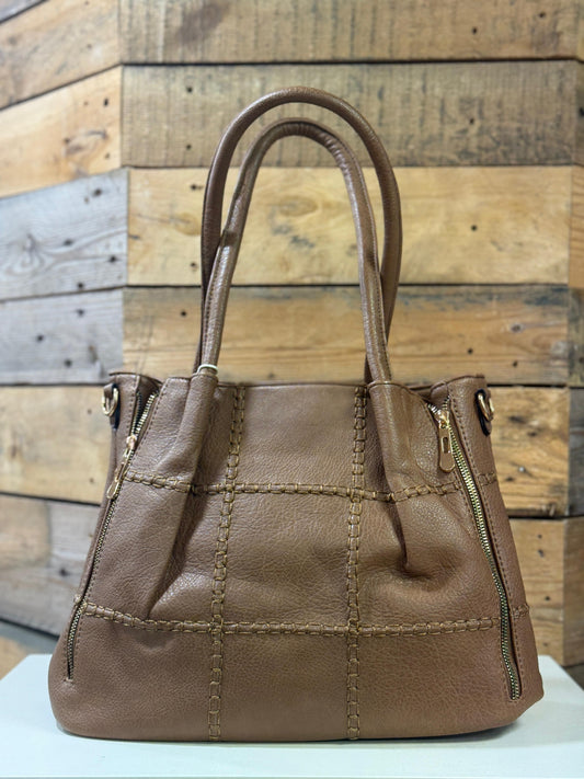 hannah k - 'Dina' Taupe Zip Detail Handbag