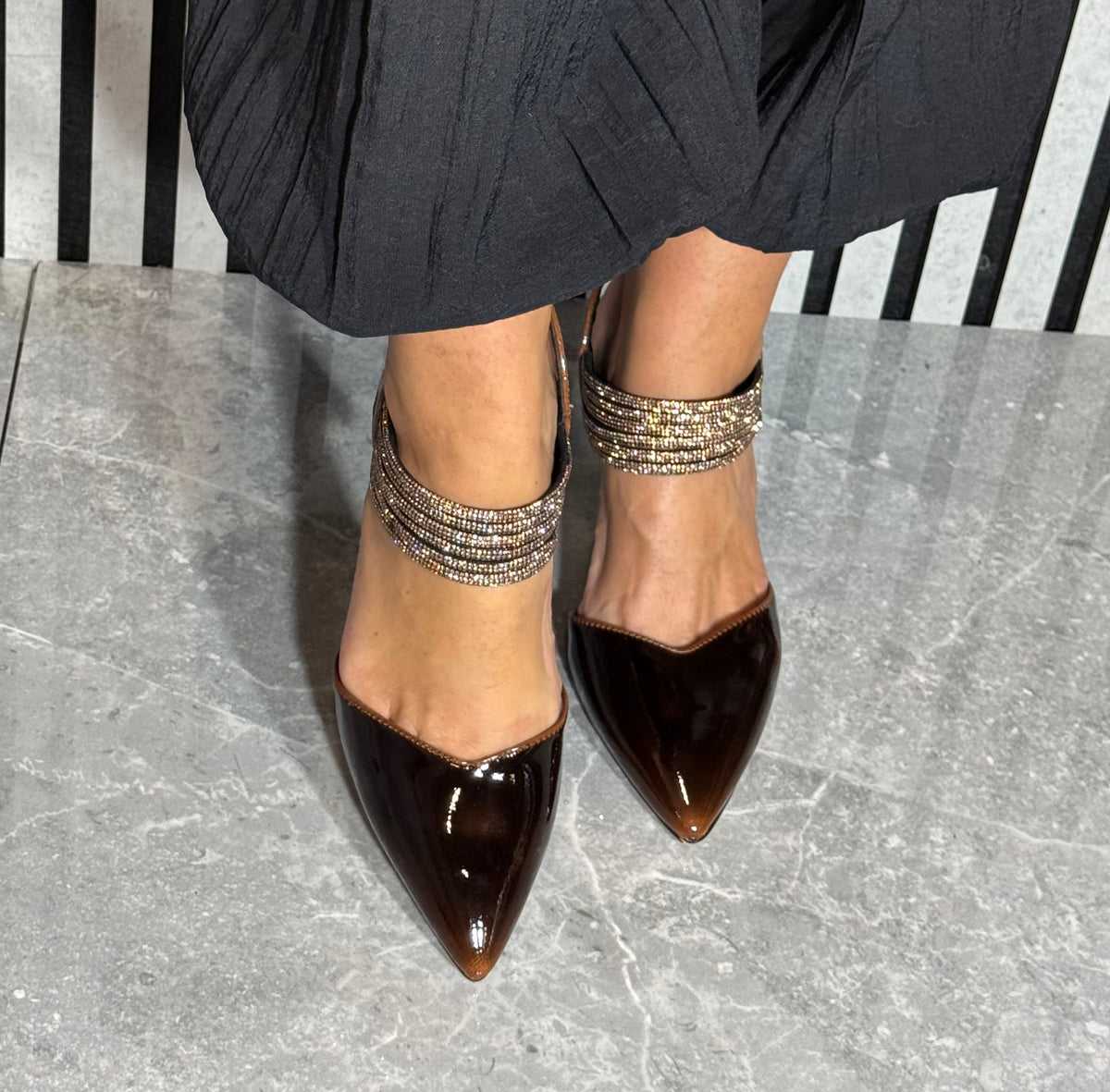 Kate Appleby - ‘Wishaw' Truffle Patent Bling Heel