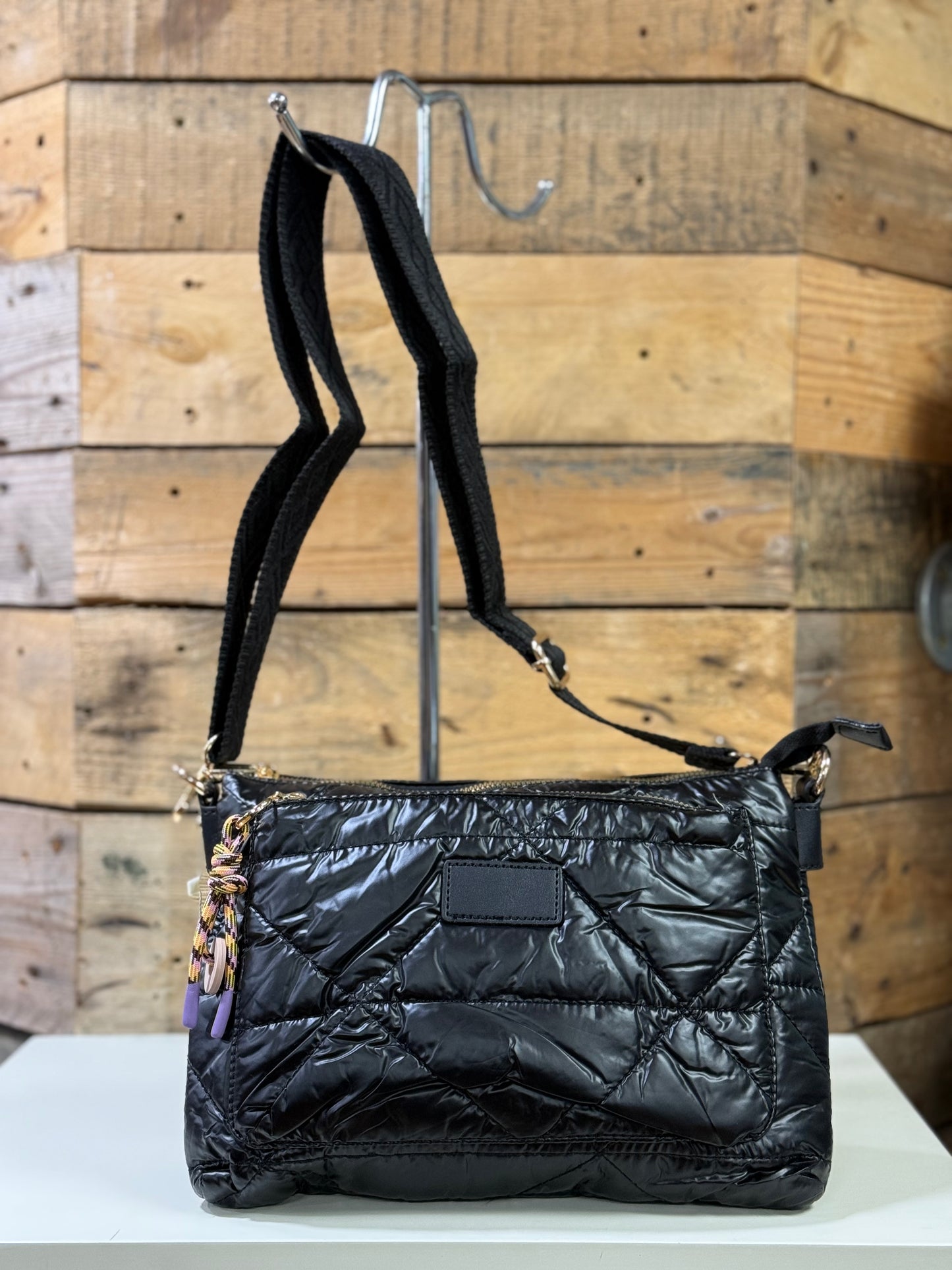 hannah k - 'Carla' Black Medium Padded Crossbody Bag