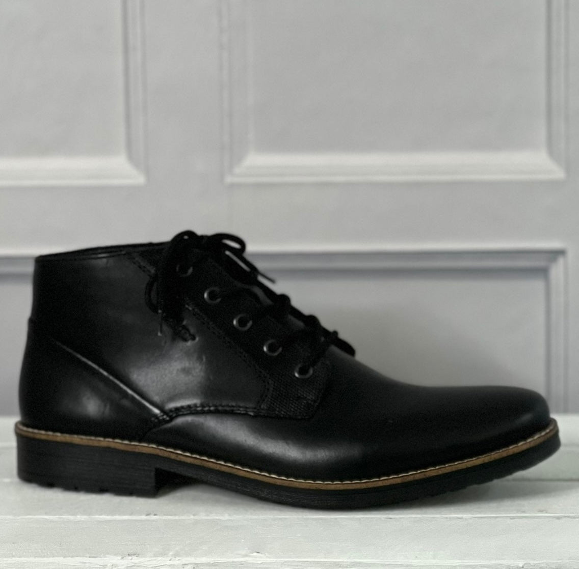 Rieker - Mens Leather Black Lace Boot
