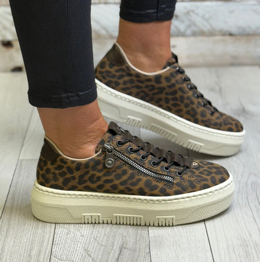 Rieker -  Animal Print Platform Trainer