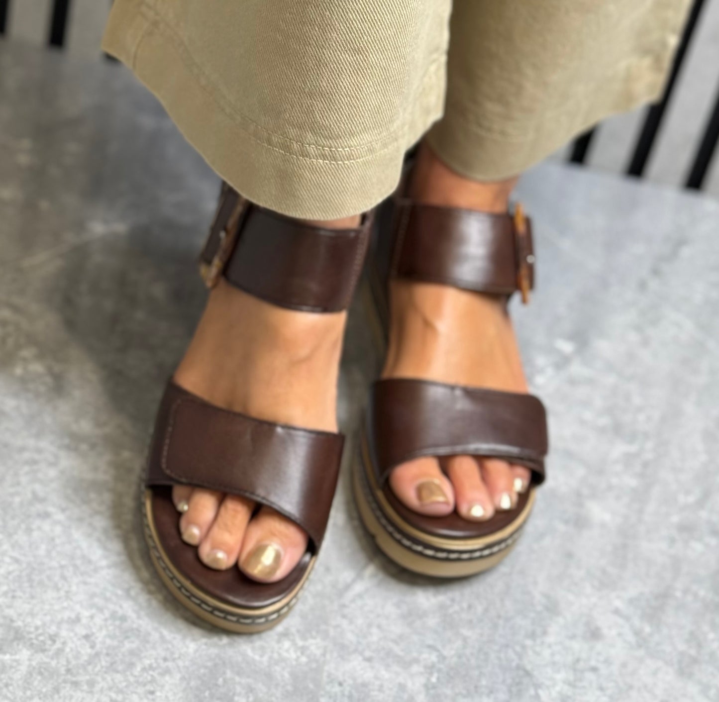 Remonte - Brown Wedge Leather Sandal
