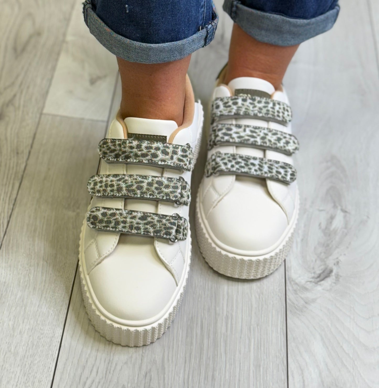 Teddy Smith - White/Khaki Strap Detail Trainer (120322)