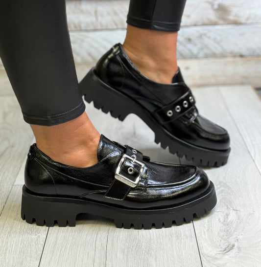 Tamaris - Black Buckle Detail Loafer
