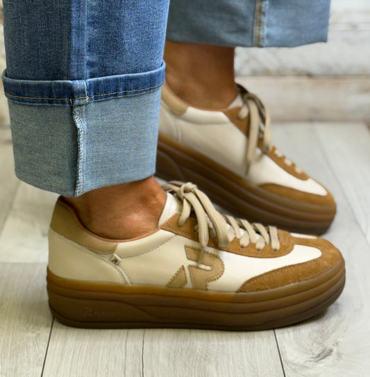 Rieker - Beige Combo Leather Trainer