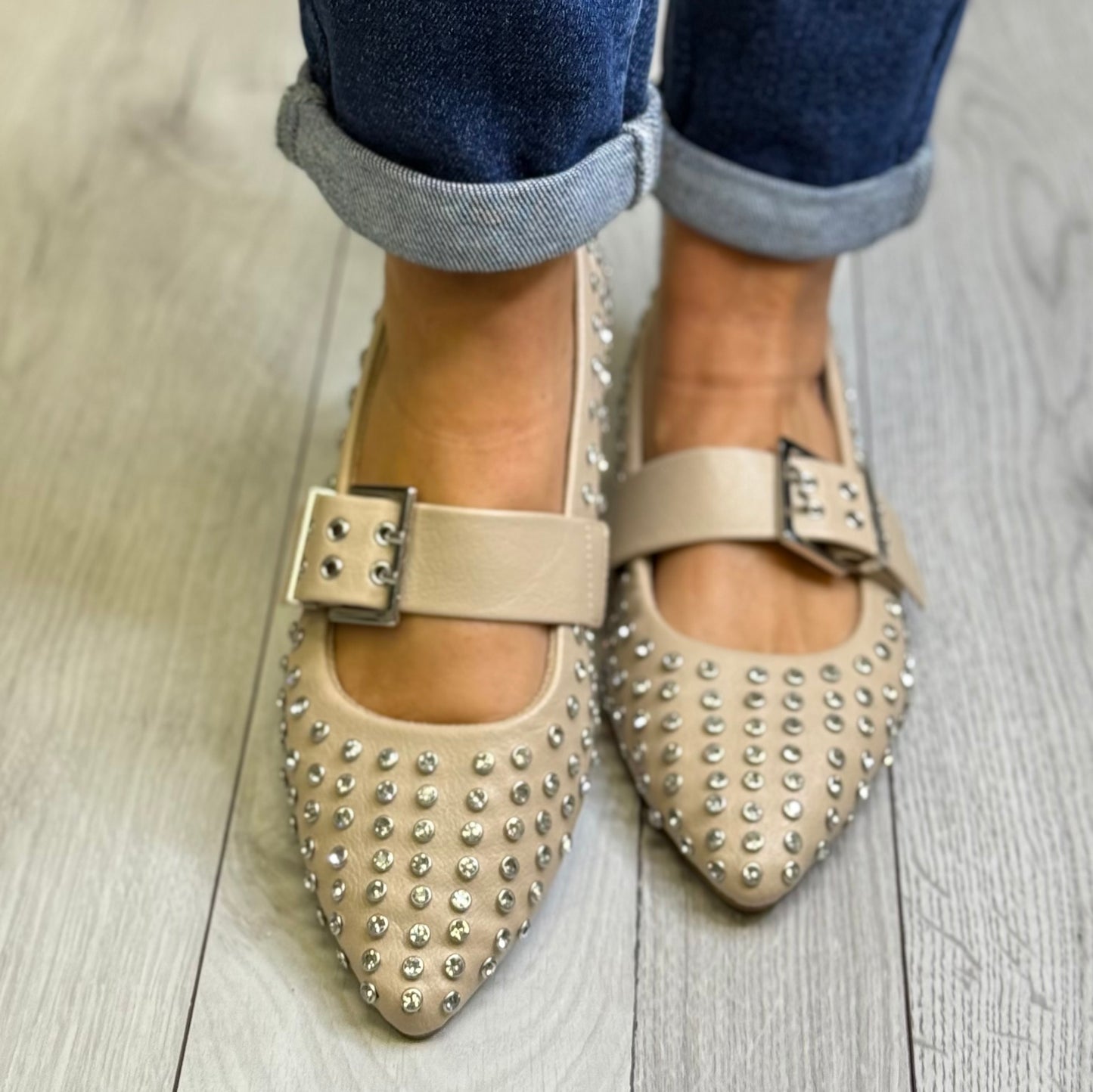 Xti - Beige Stud Detail Pointed Shoe (144264)