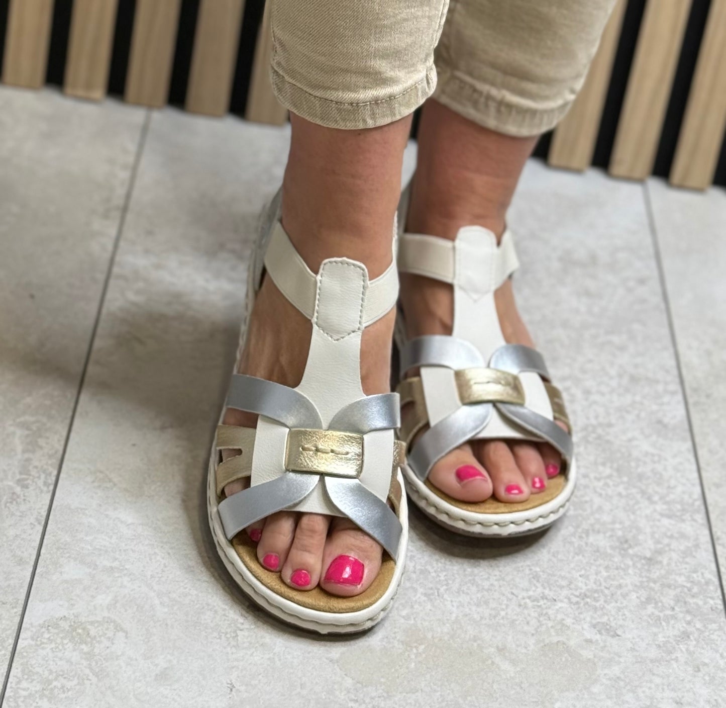 Rieker - Silver/Gold Metallic Sandal