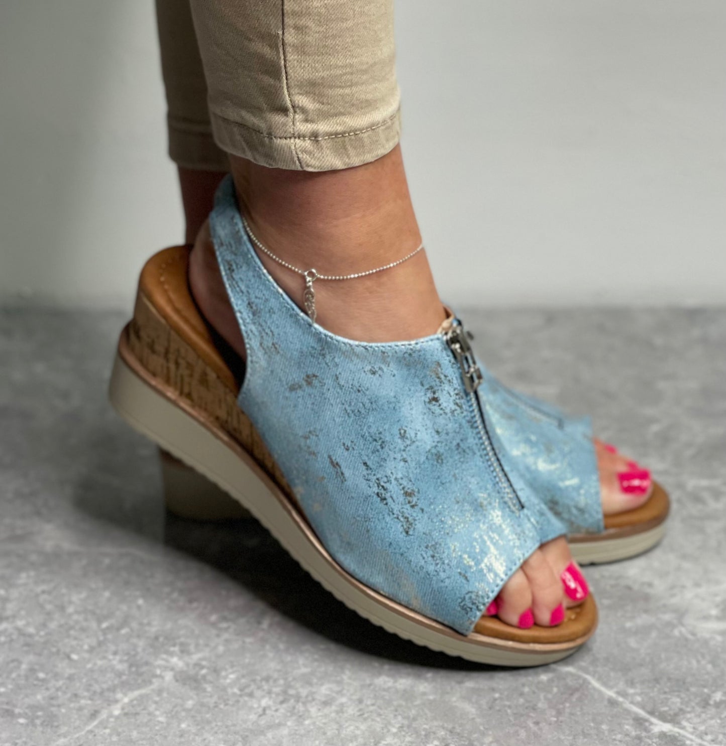 Zanni & Co - 'Bhairab One' Aqua Splash Wedge Sandal