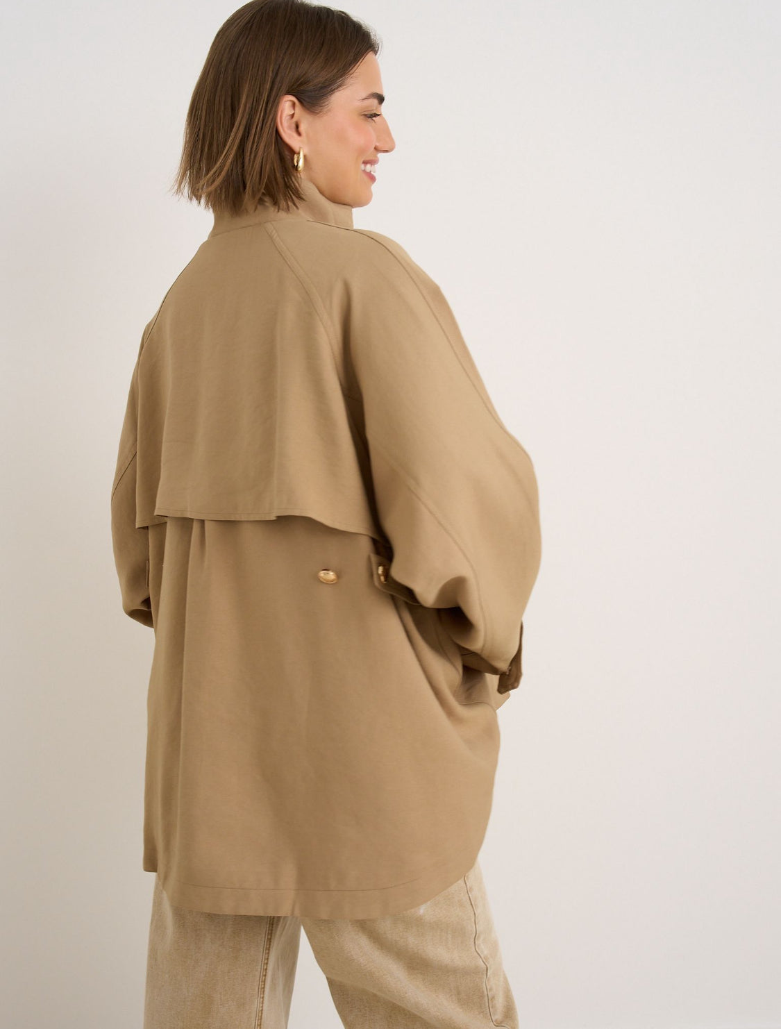 Light Coffee Funnel Neck Oversized Mac