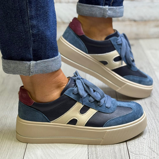 Patrizio Como - 'Cremona' Navy Combo Platform Trainer