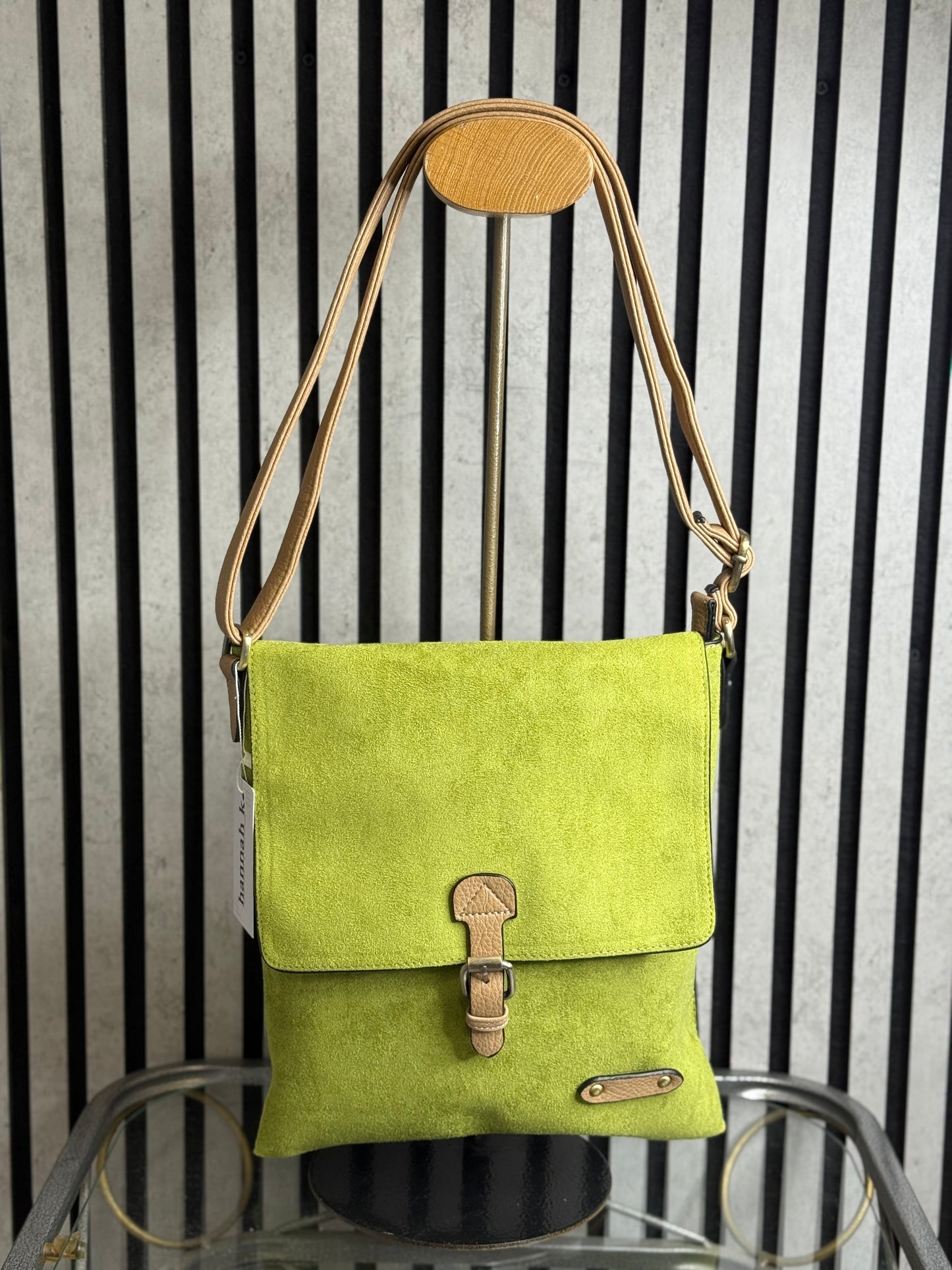 hannah k - 'Fay' Green Faux Suede Crossbody