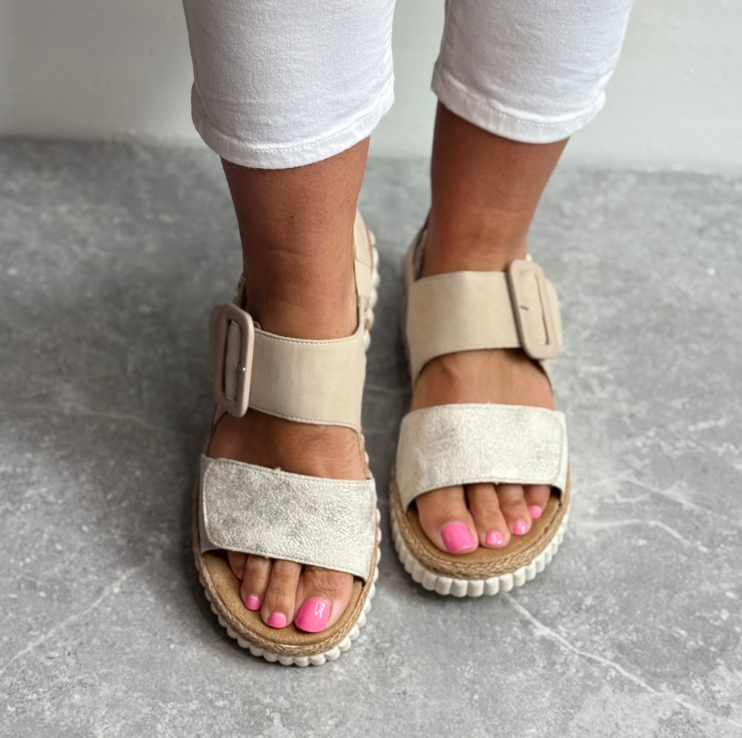 Rieker - Beige Combo Velcro Sandal