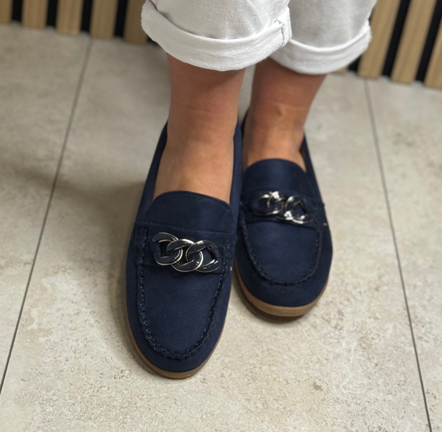 Lotus - 'Coma' Navy Chain Detail Loafer