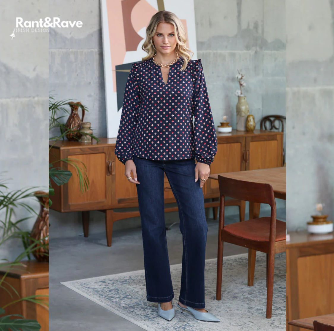 Rant & Rave - 'Sherry' Dark Wash Wide Leg Jean