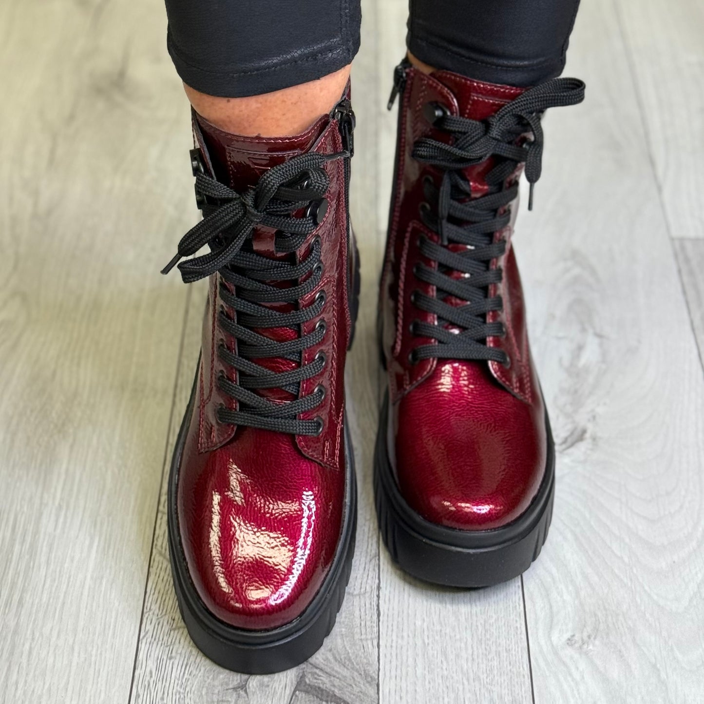 Rieker - Cherry Red Patent Boot