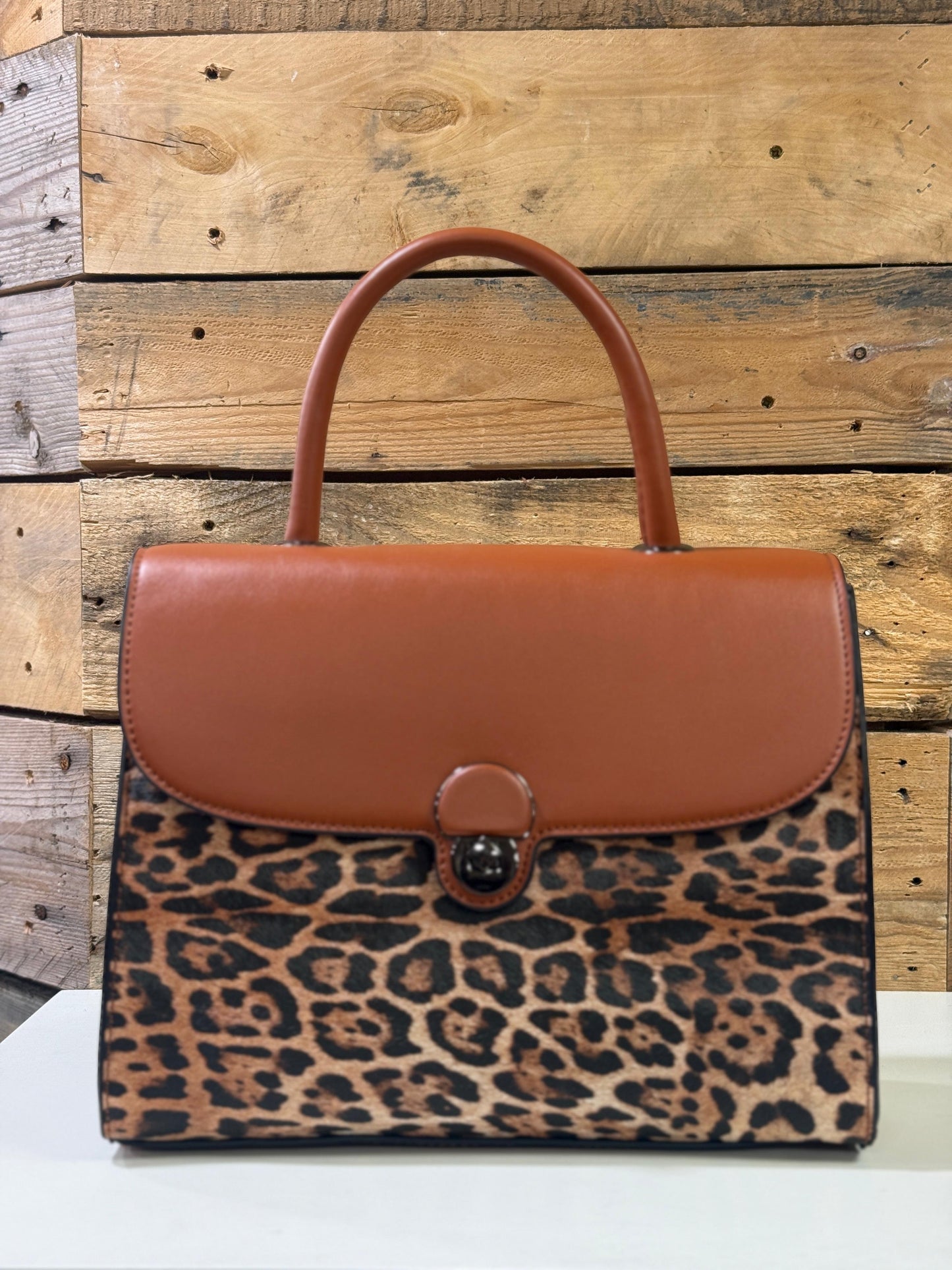 hannah k - 'Xena' Leopard Tan Combo Handbag