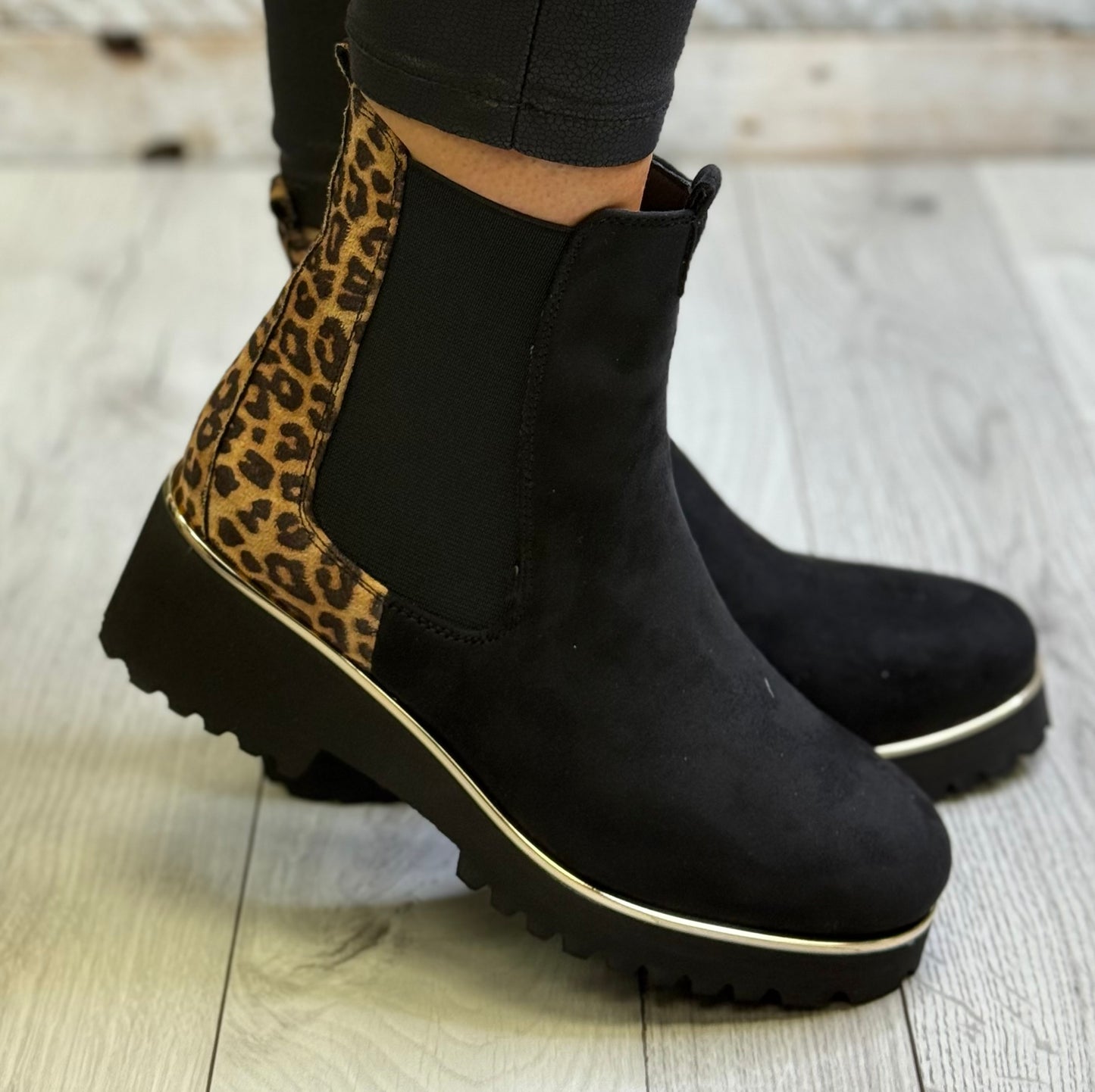 Lunar - 'Nakita' Black/Leopard Ankle Boot