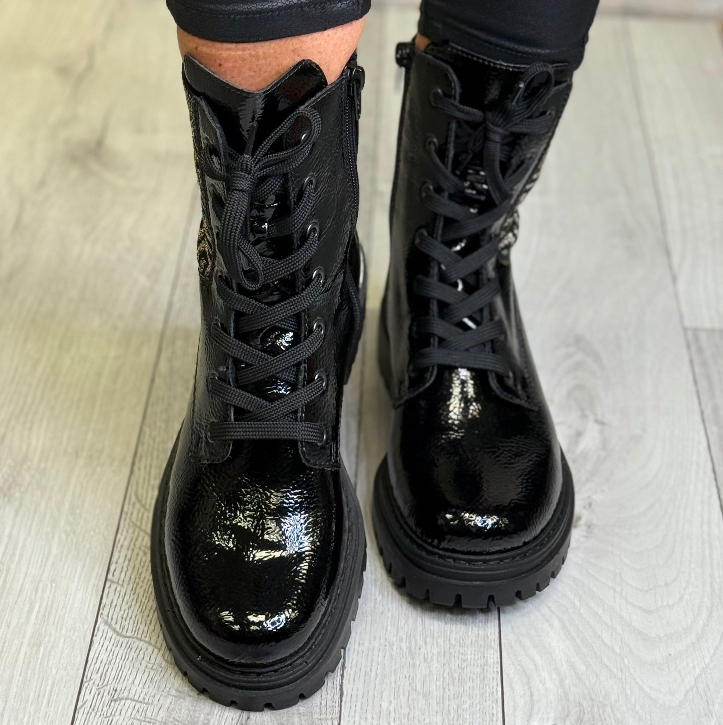 Rieker - Black Patent Detailed Boot