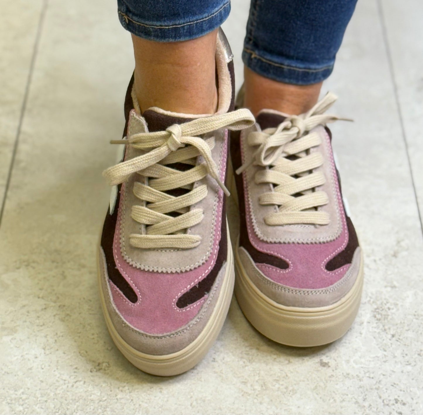 Drilleys- 'Eighty' Burgundy Mix Platform Trainer