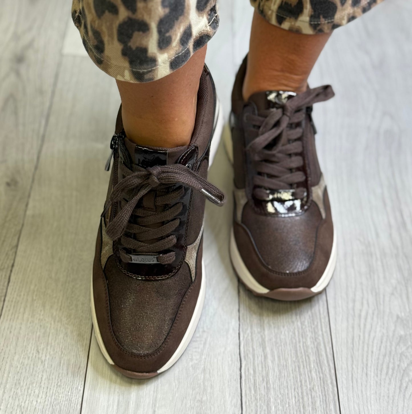 Lotus - 'Pluto' Brown Wedge Trainer