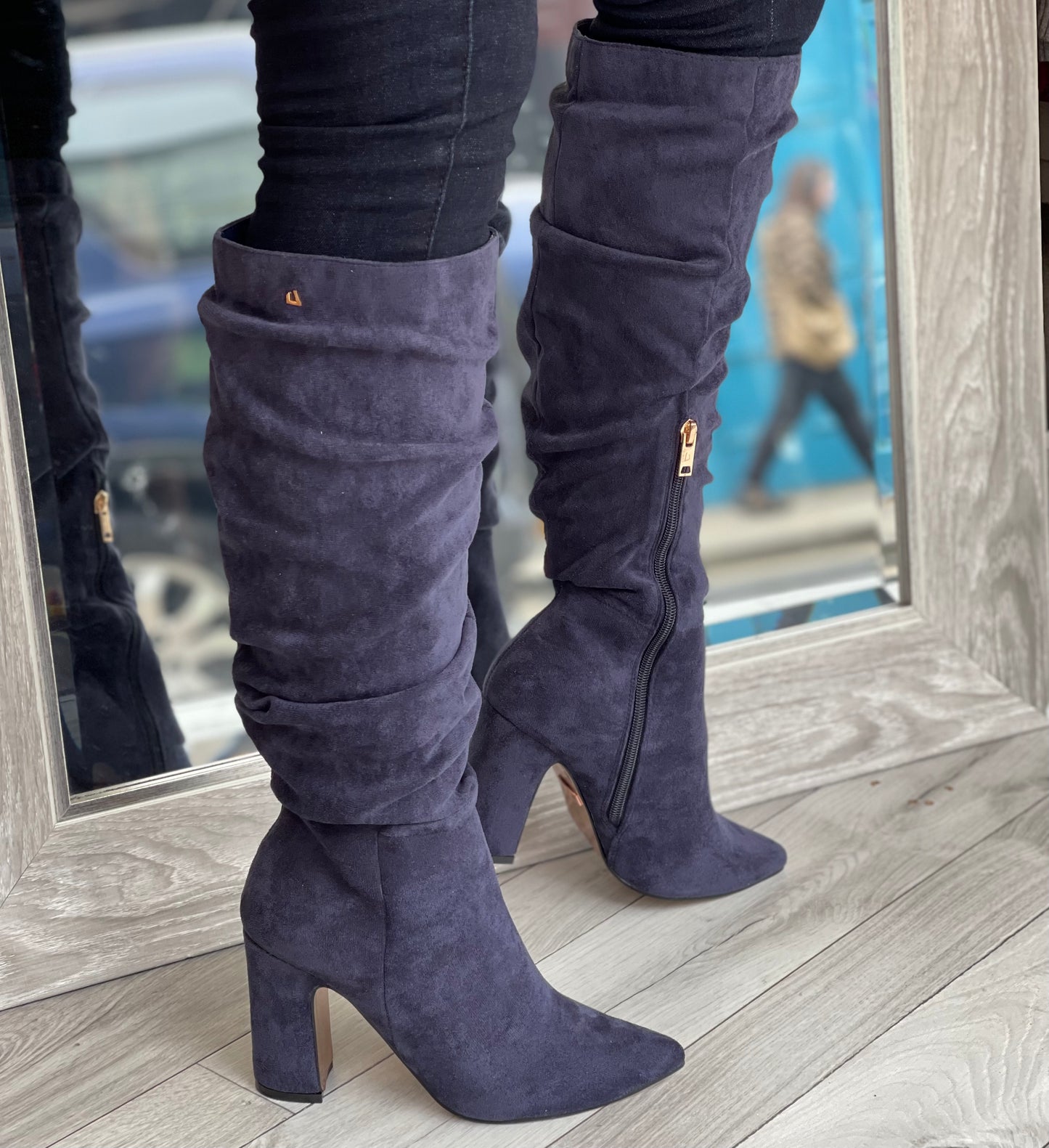 Una Healy - 'Famous Friends' Cobalt Long Slouch Boot