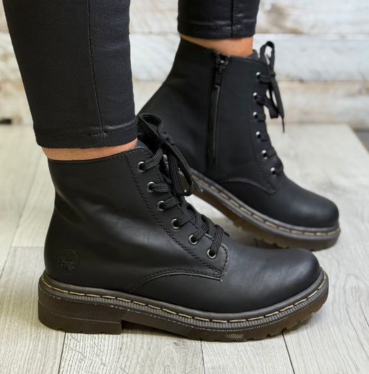 Rieker - Matte Black Laced Boot