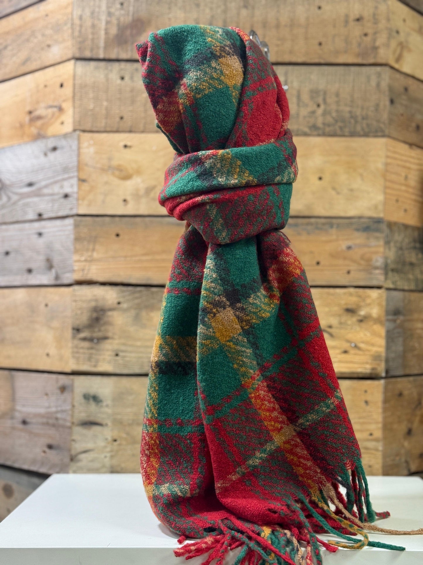 hannah k - Red and Green Checked Scarf
