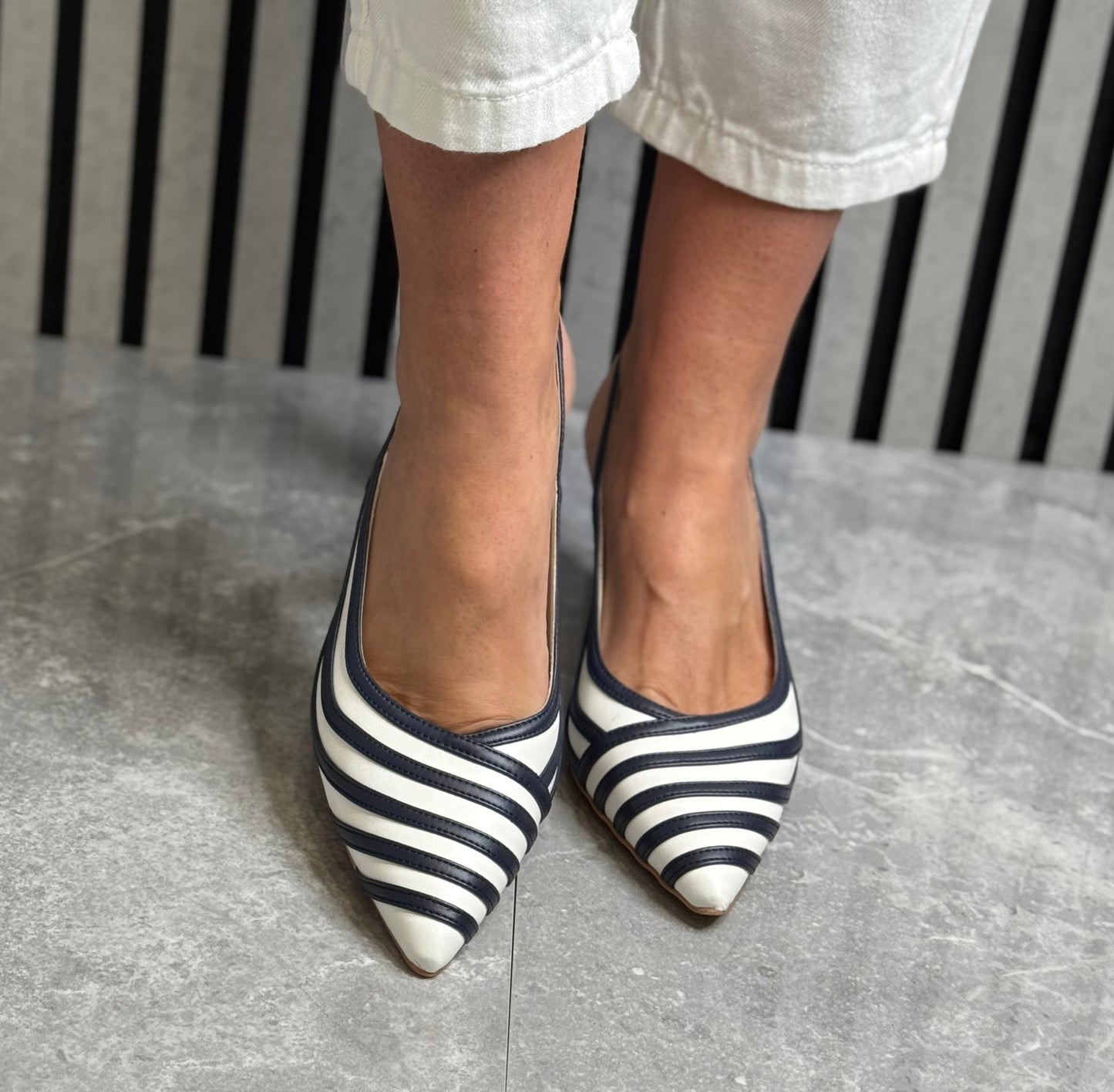 Una Healy - 'Holiday Road' Midnight Stripe Slingback Heel