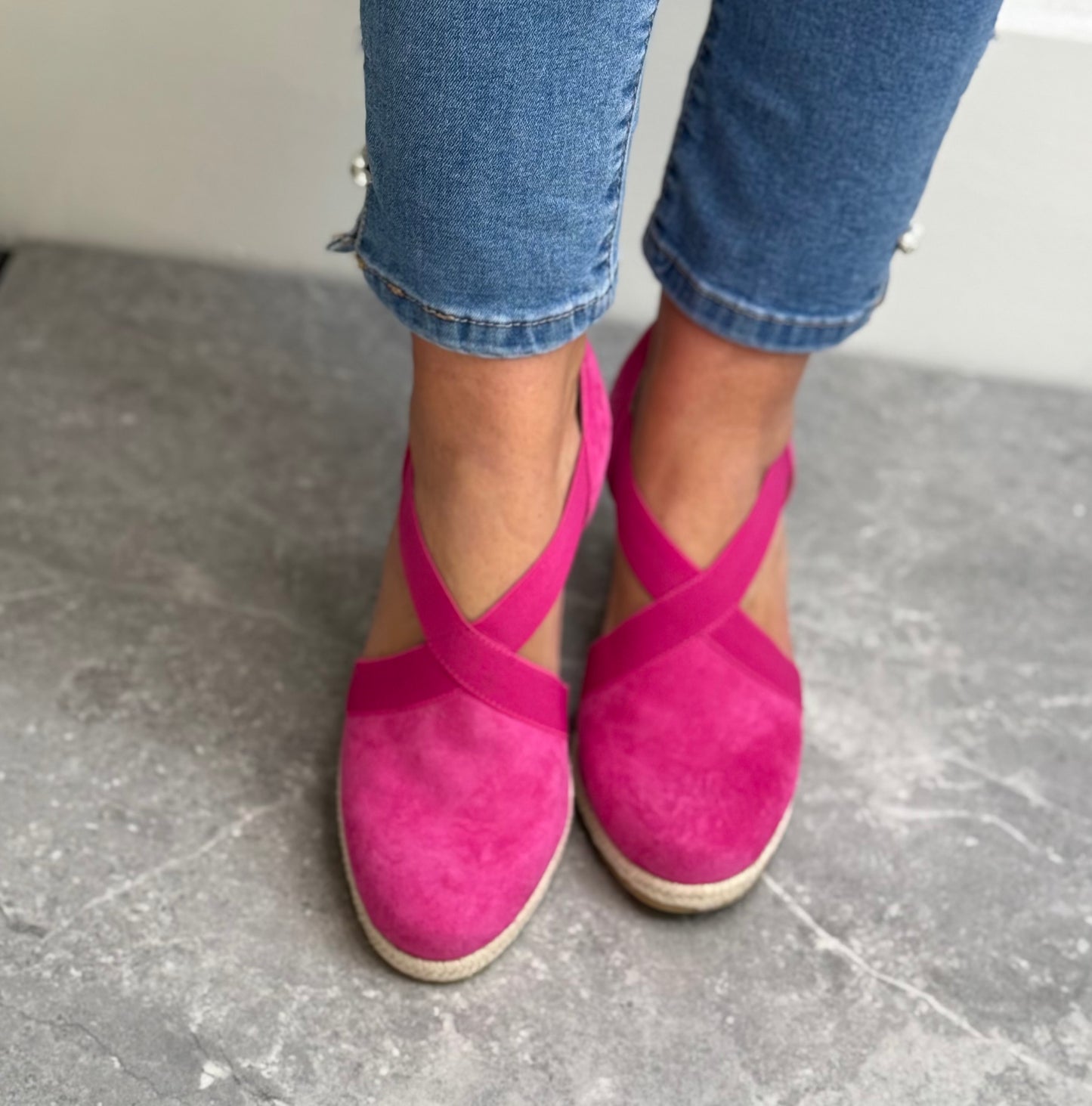 Kate Appleby - ‘Llanidan’ Hot Pink Wedge Sandal