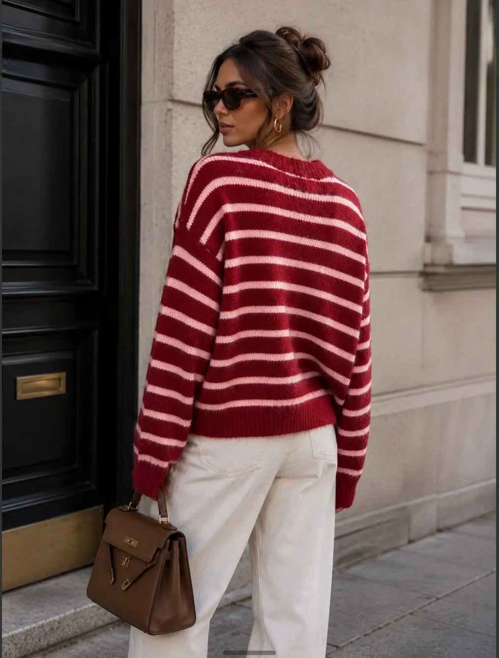 Burgundy/Pink Stripe Knit Cardi